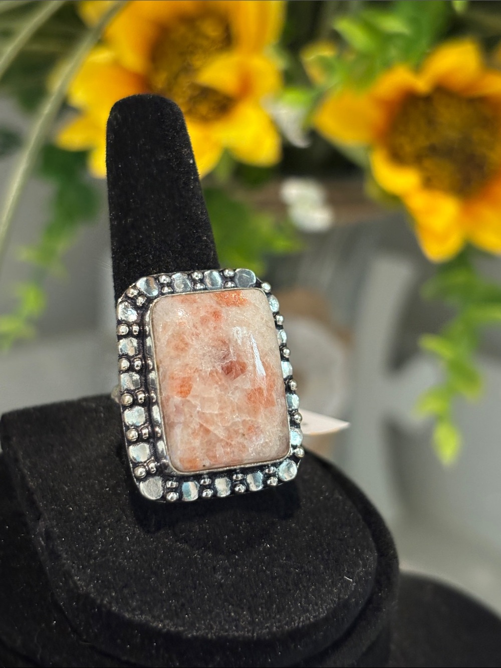 Sunstone Gemstone Statement Ring Size 7 - Picture 2 of 10